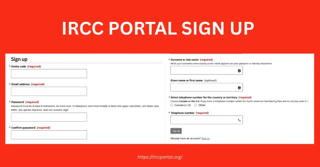 IRCC PORTAL SIGN UP 